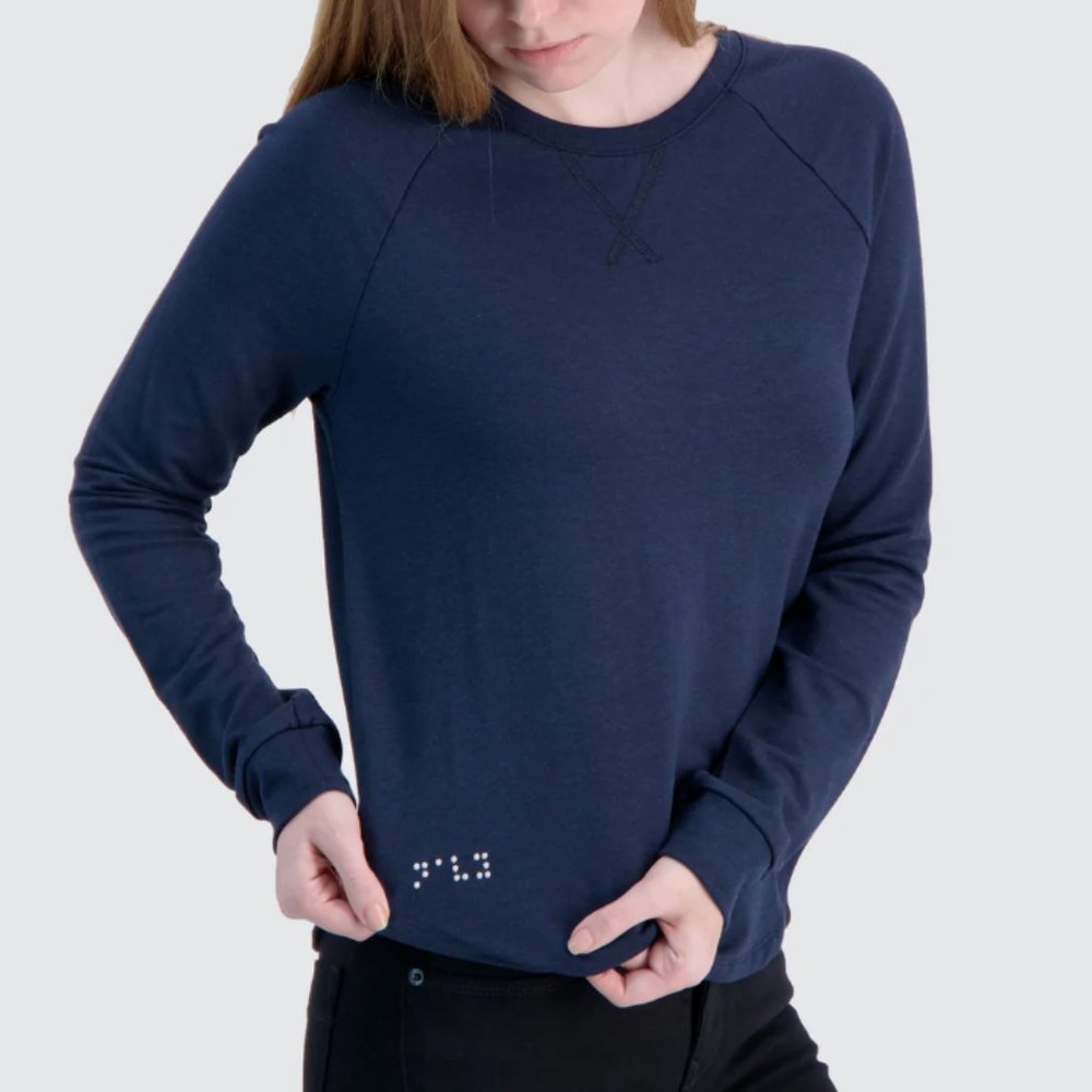 TWO BLIND BROTHERS Long Sleeve Raglan Tee Navy Blue Women's Size Large